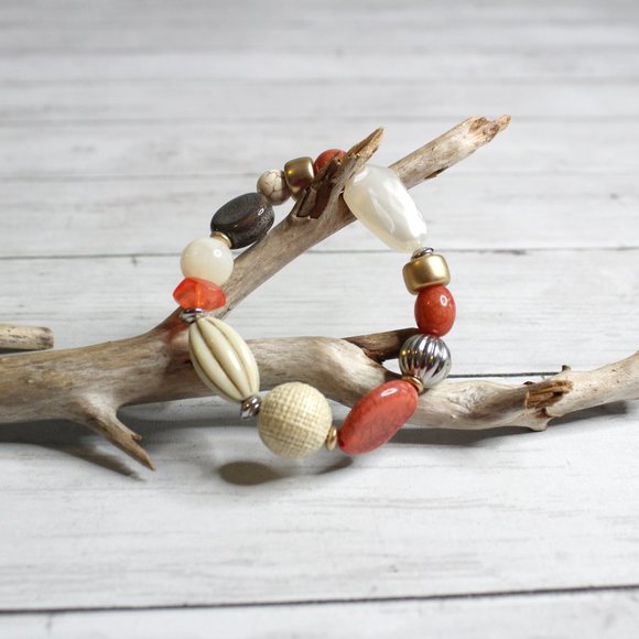 Handcrafted Women's Beaded Elastic Stretch Bracelet Artisan Jewelry - Picture 5 of 6